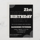 Search for mens 21st birthday invitations Black and white