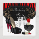 Search for red zebra birthday invitations Black