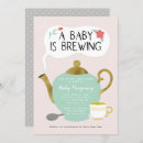 Search for baby is brewing tea invitations Gold