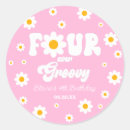 Search for 4th birthday girl stickers Four ever groovy