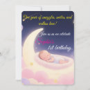 Search for moon and stars birthday invitations Pink