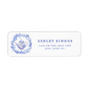 Search for floral bridal return address labels Blue and white