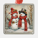 Search for snowman couple ornaments Holly and berries