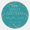 Search for teal and silver stickers Sweet 16