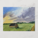 Recherche de herbe verte cartes postales Aquarelle