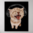 Search for headphones posters Cat with headphones