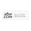Search for peace love return address labels Black and white