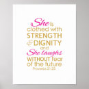 Search for she is clothed strength dignity posters Bible verse