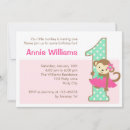 Search for monkey 1st birthday invitations Girl