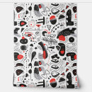 Search for abstract black and white doodles art Red