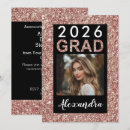 Search for rose gold glitter graduation invitations High school