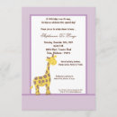 Search for purple giraffe baby shower invitations Jungle