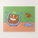 Recherche de poissons rouges puzzles Chats
