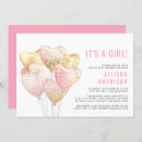 Search for balloon baby girl shower invitations Pink gold