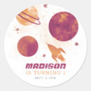 Search for space girl stickers First birthday