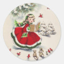 Search for vintage christmas girl stickers 1950s