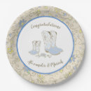 Recherche de western baby shower plates Bleu