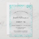 Search for teal sweet 16 invitations Silver