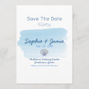 Search for sea shells save the dates Blue
