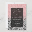 Search for pink black and silver glitter invitations Glam