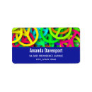 Search for peace symbol return address labels Groovy