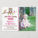 Search for owl 1st birthday invitations Girl