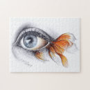 Recherche de poisson rouge puzzles Bleu