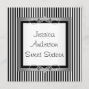 Search for black and white sweet 16 invitations Stripes
