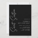 Search for typography sweet 16 invitations Black and white