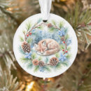 Search for red fox ornaments Snowy forest
