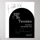 Search for signs funeral party posters Black and white