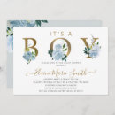 Search for blue flowers baby boy shower invitations Modern