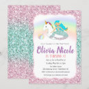 Search for unicorn and mermaid birthday invitations Glitter