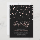 Search for rose gold 70th birthday invitations Black