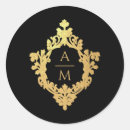 Search for elegant gold monogram stickers Bride and groom initials