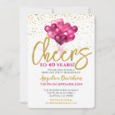 Search for cheers to 40 years invitations Gold glitter
