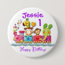 Search for animals first birthday buttons Girl