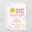 Search for sunshine 1st birthday invitations One happy girl