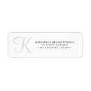 Search for grey and white monogram wedding return address labels Elegant