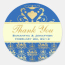 Search for blue damask wedding stickers Gold