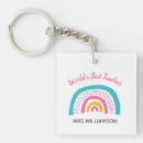 Search for worlds best teacher keychains Rainbow