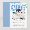 Recherche de pingouin mignon invitations Bleu