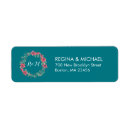 Search for teal floral return address labels Rustic