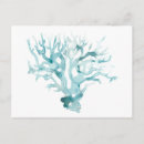 Recherche de corail et bleu cartes postales Aquarelle