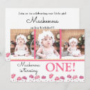 Recherche de pink floral 1ans anniversaire invitations Fille premier anniversaire