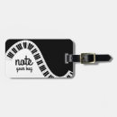 Search for music luggage tags Black and white