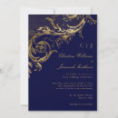 Search for monogram damask blue invitations Elegant