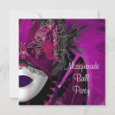Search for pink purple masquerade party invitations Black