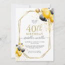 Search for black balloons 40th birthday invitations Modern
