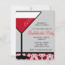 Search for martini bachelorette party invitations Red